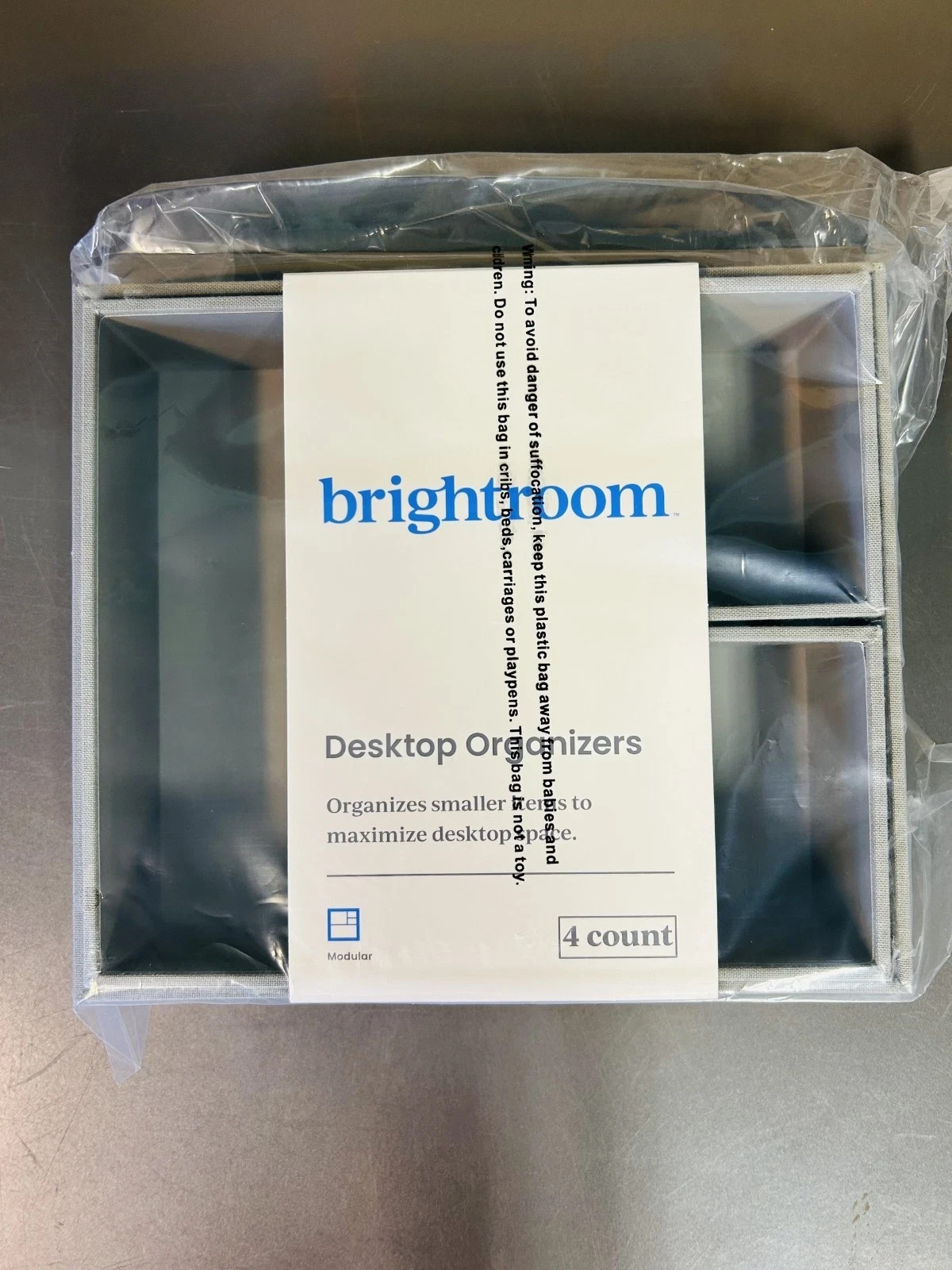 Brightroom Canvas Desktop Drawer Organizer Gray New