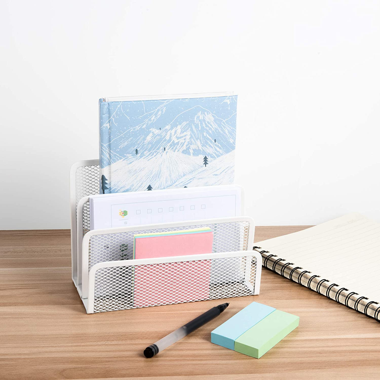 VANRA Small Letter Sorter Desktop File Holder Organizer Metal Mesh with 3 Vertic