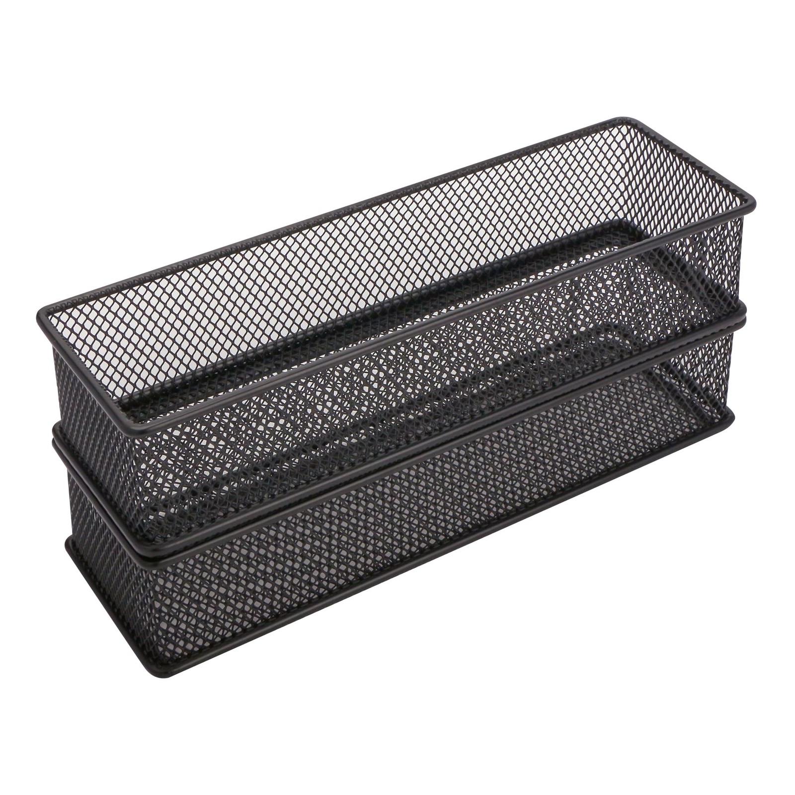 Annova Mesh Stackable Drawer Cabinet and Shelf Organizer 3x9x2 Inch, Black