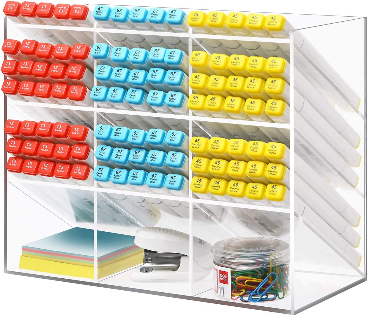 Clear Pen Organizer Storage Acrylic Desk Organizer with 12 Compartments, Pen Org