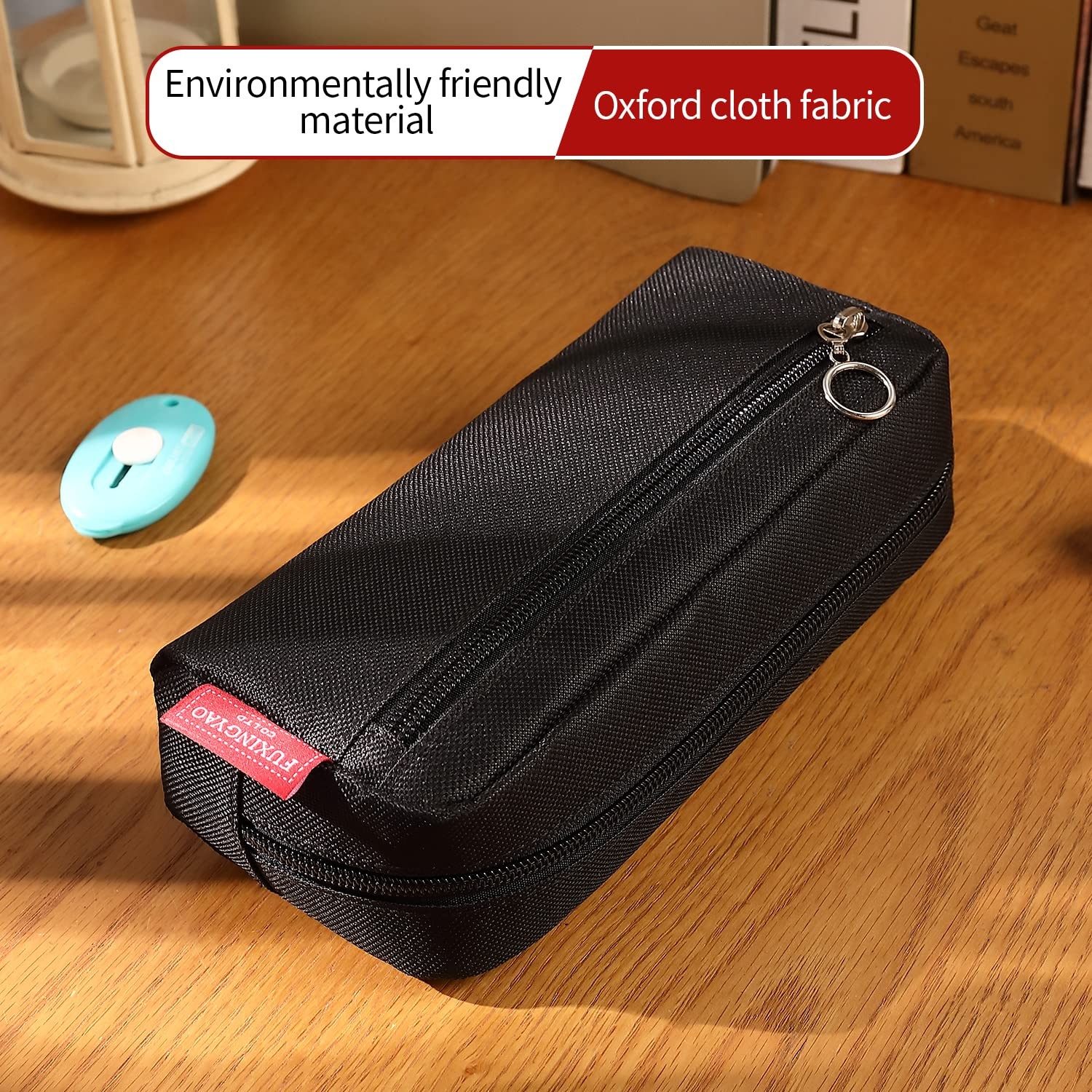 Big Capacity Pencil Pen Case Office Large Storage Simple Stationery Bag Black