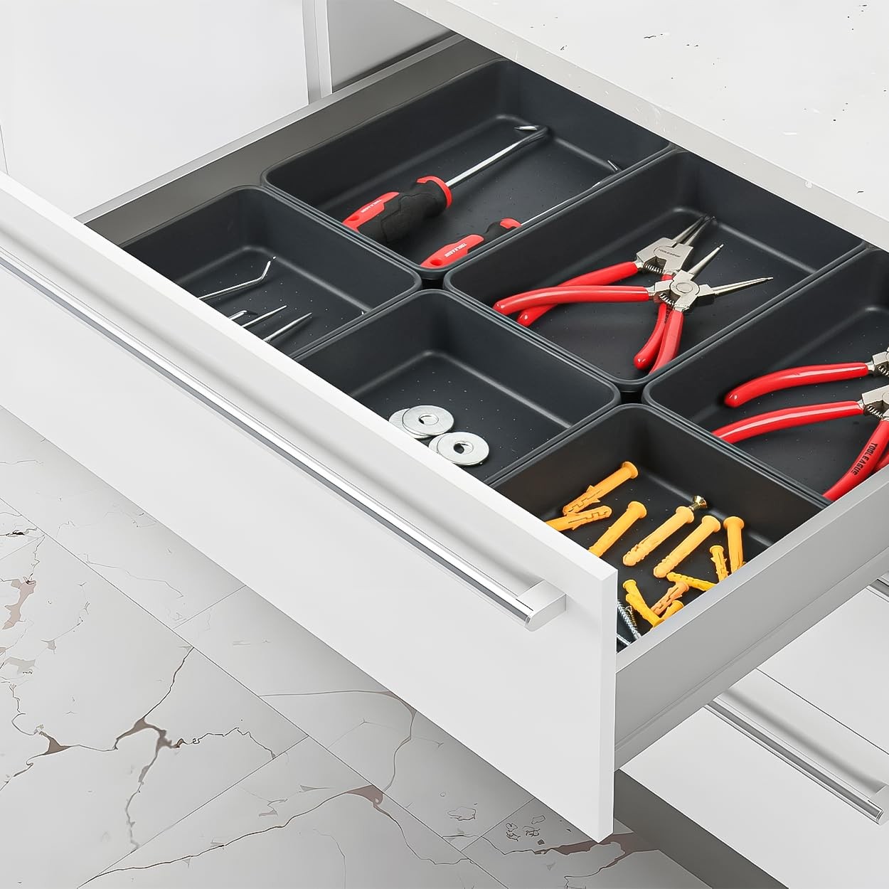 Kutesna 6 PCS Large Plastic Drawer Organizer, 9″×6″ Desk gray