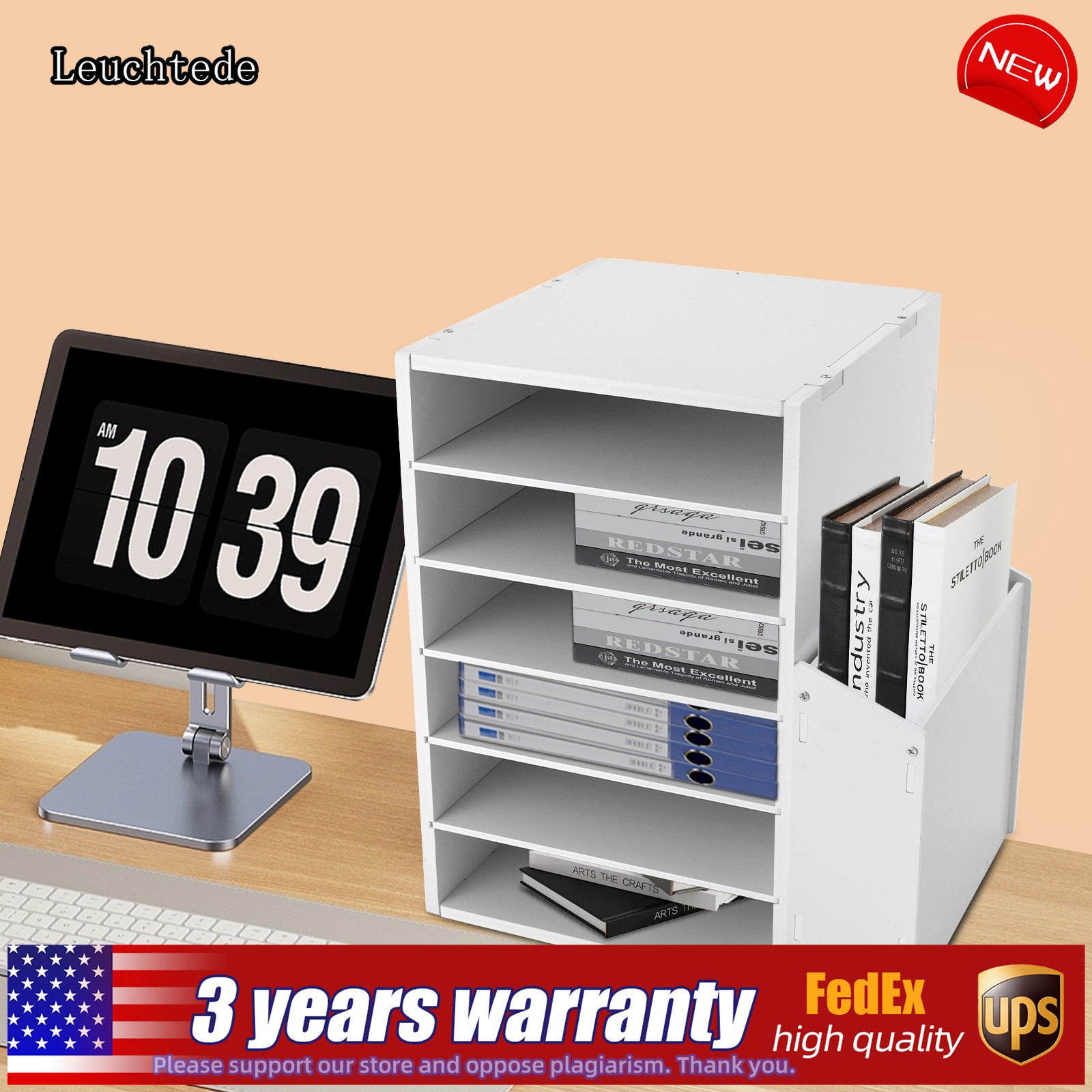 File Organizer PVC Board Letter Desktop Document Folder Office Tray Holder 6Tier
