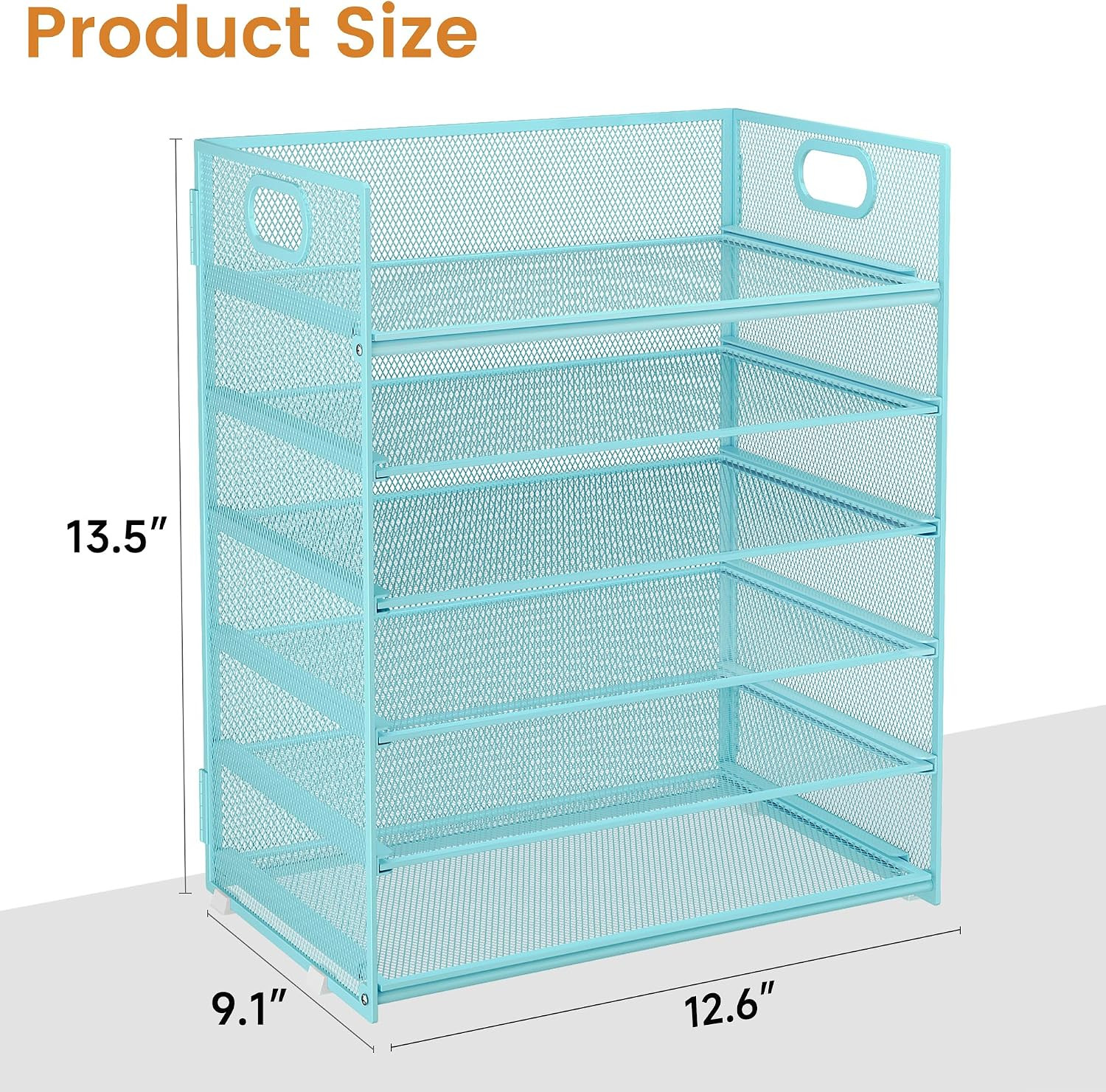 6 Tier Office File Paper Desk Tray Organizer with Handle, Stackable Slide Mesh L