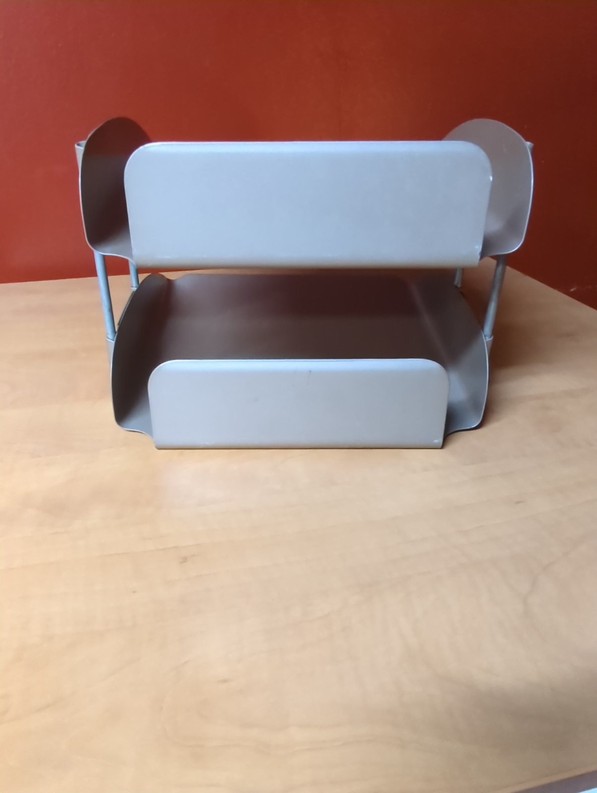 Vintage Globe-Wernicke 2 Tier Metal Paper Tray File Organizer Tan Brown