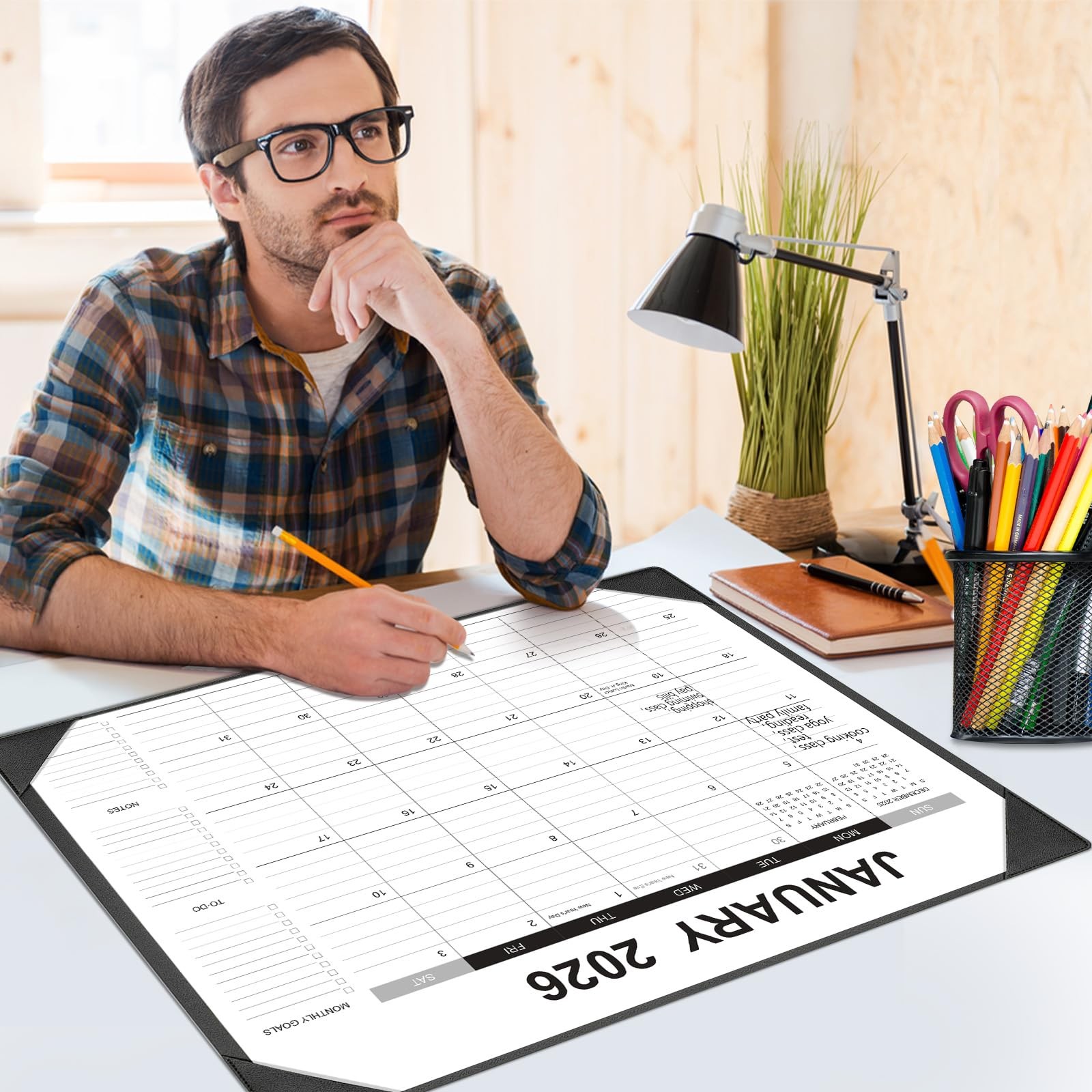 Desk Calendar 2026-2027 with Desk Mat – 22″ x 17″ Large Desk Pad Calendar Runs f