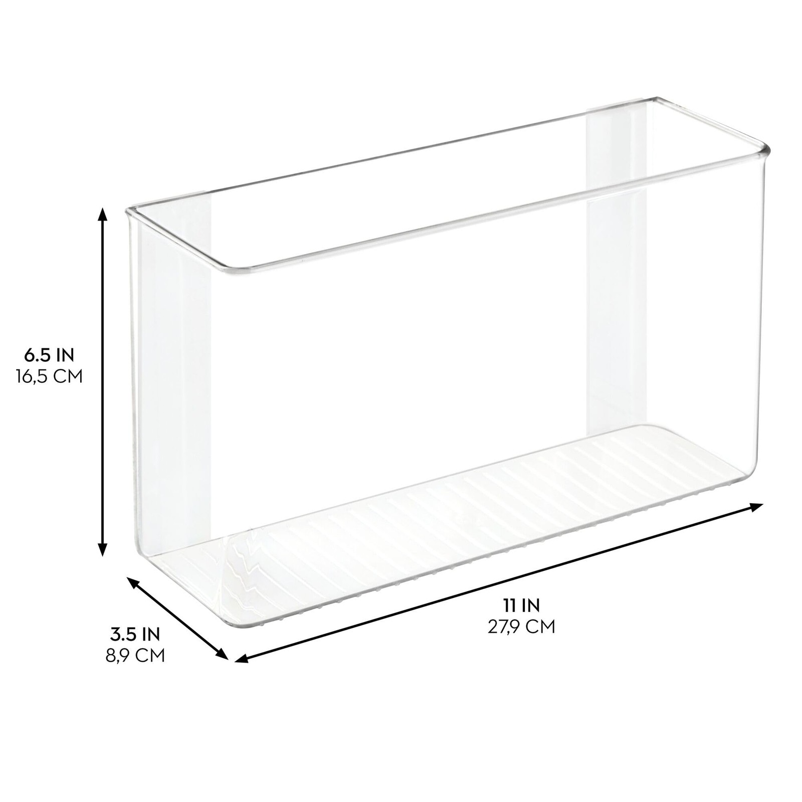 iDesign AFFIXX Plastic Wall Mount Organizer for 3.5″ x 11″ x 6.5″, Clear