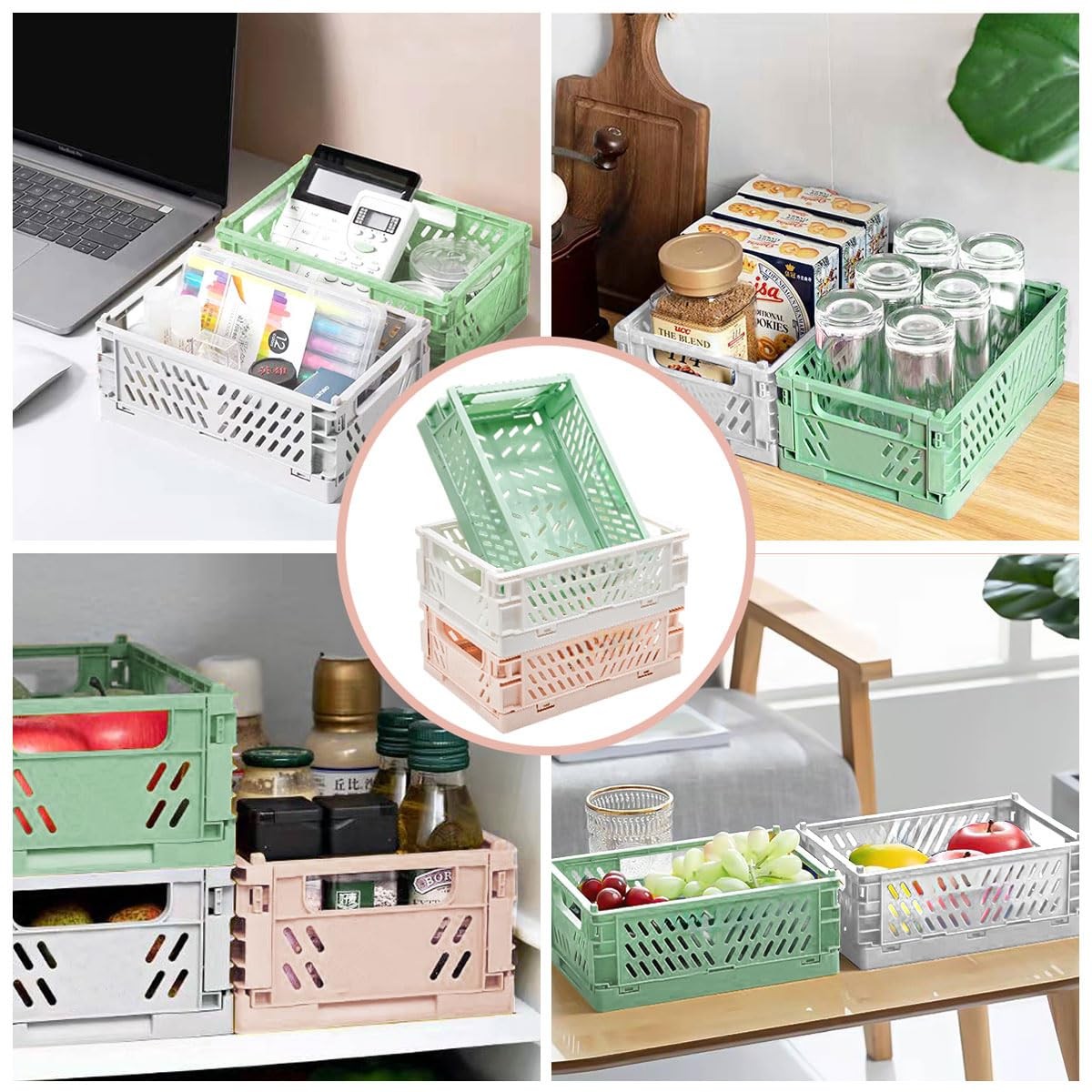 3 Pack Large Plastic Storage Basket for Shelf Organizing, 3