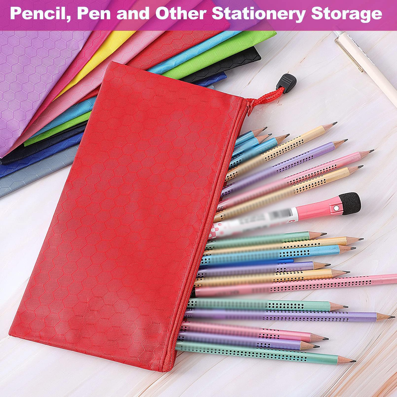 36 Pcs Pencil Pouch Bulk,Waterproof Zipper Pencil Pouches,Multicolor Zipper P…