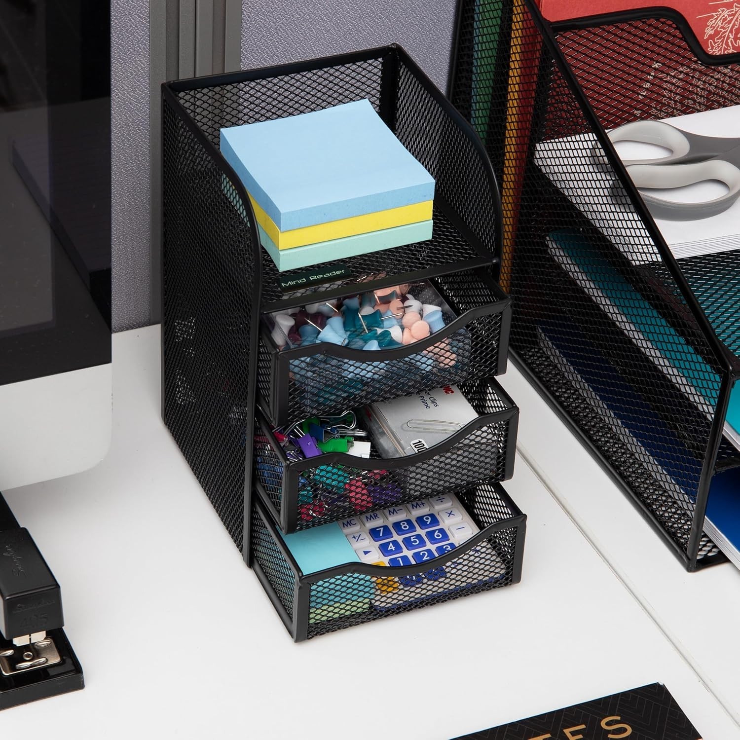 Desktop Accessory Storage, Paper Binder Clip Basket, Workspace, Office, Metal…