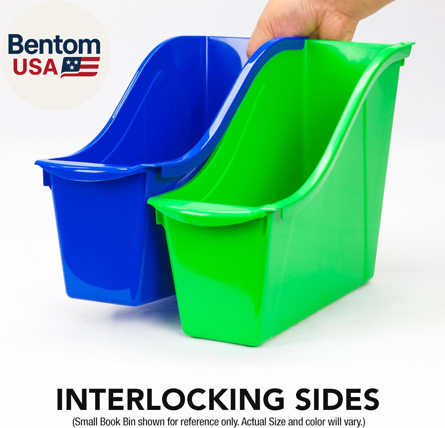 Large Book Bin, Interlocking Plastic Organizer for Home, Office and Classroom, B