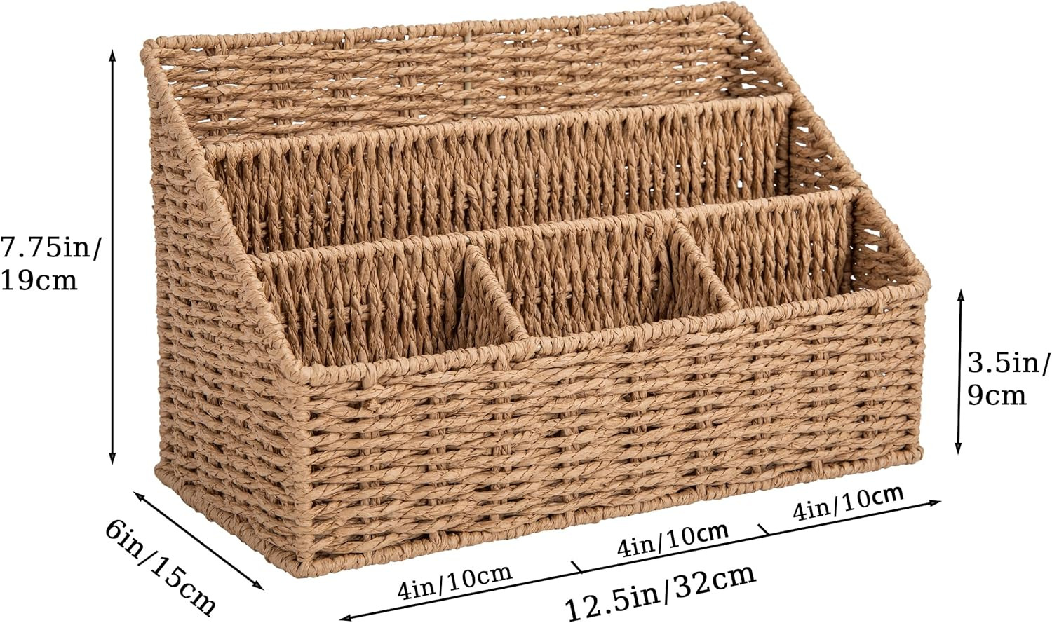 DINGTAI Rattan Desk Organizer, Tabletop Mail Holder, 5 Slot Mail Organizer Count