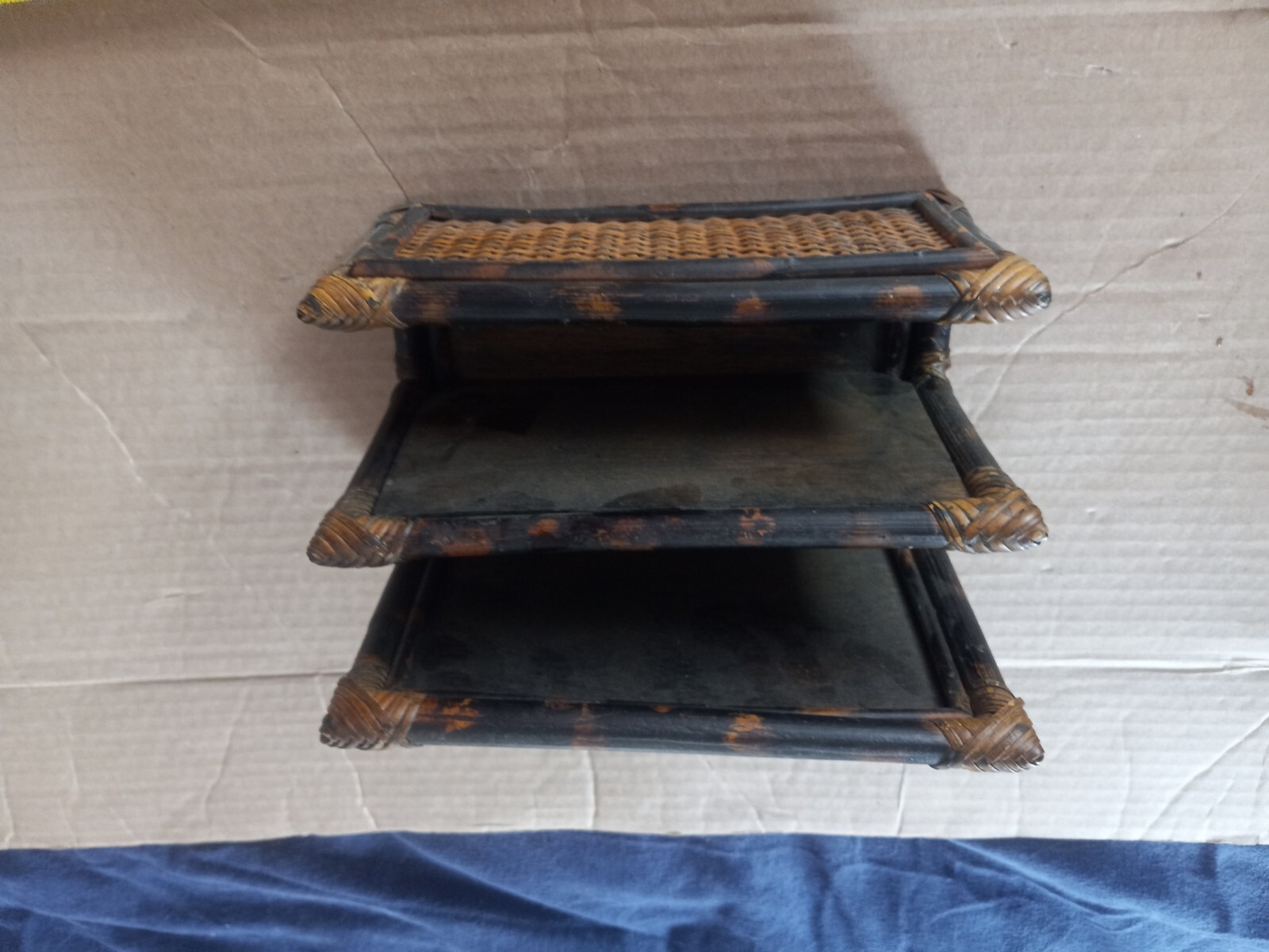 Pier 1 Woven Rattan Boho Desk Organizer/Letter Holder By Brighton Made In China