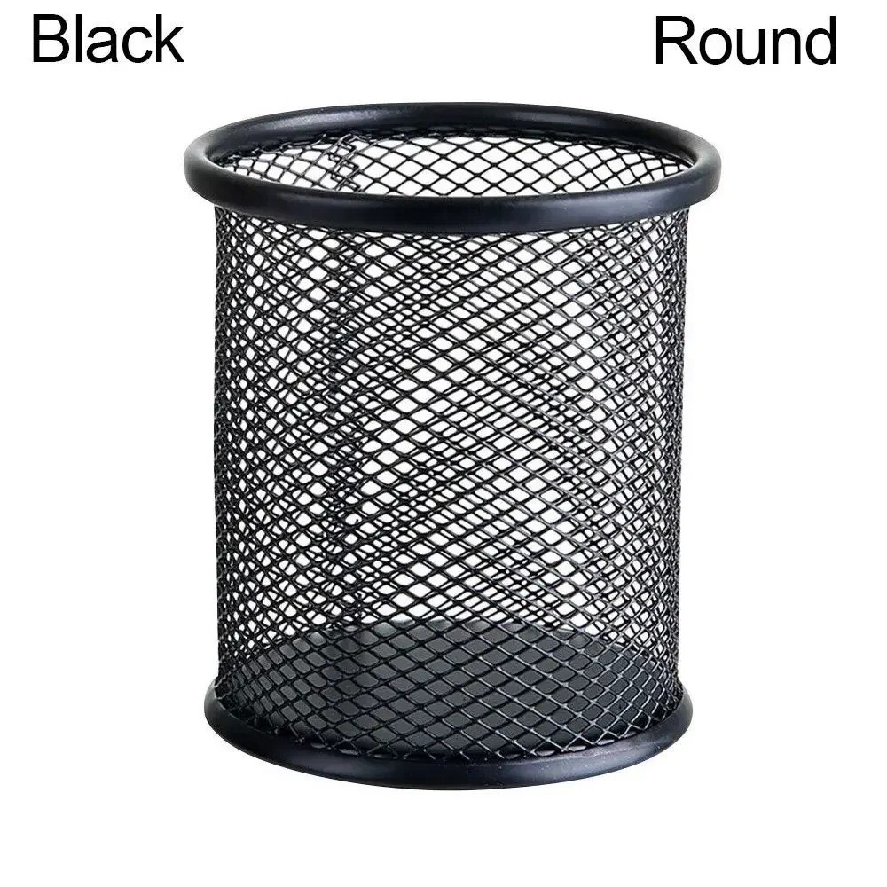 1pcs Round Mesh Pen Pot Holder Desk Tidy Stationery Organiser Pencil Storage Sta