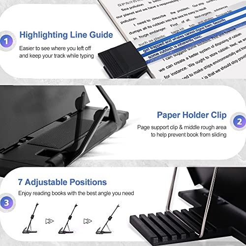 Desktop Document Holder Stand With 7 Adjustable Positions, Black Metal