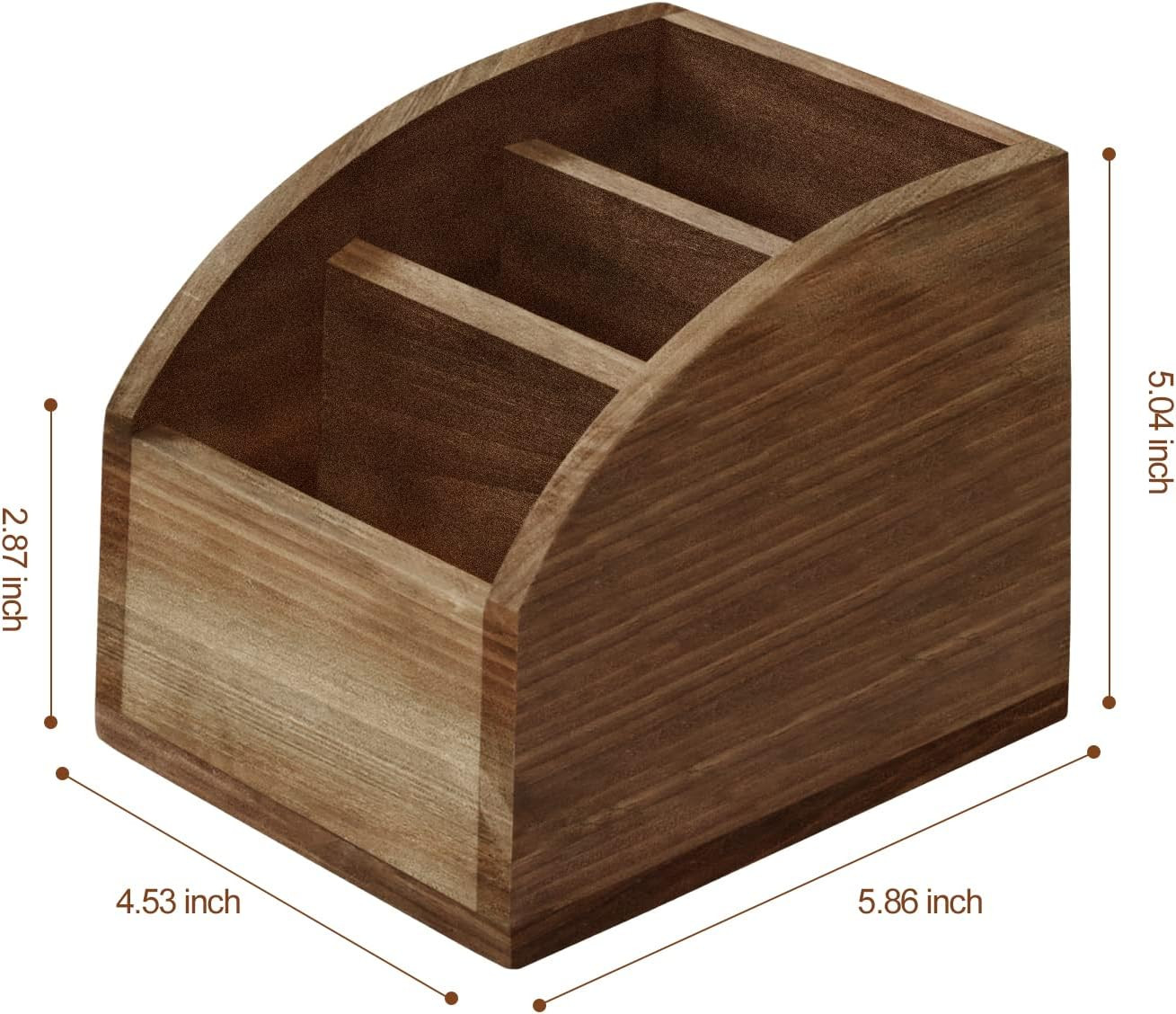 OKSQW Rustic Vintage Wooden Desk Organizer Farmhouse Wood Remote Control Caddy,