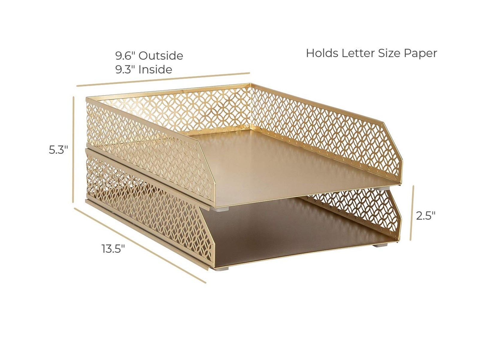 Gold File Organizer Office Inbox Gold paper tray Organizer for Desk – Gold De…