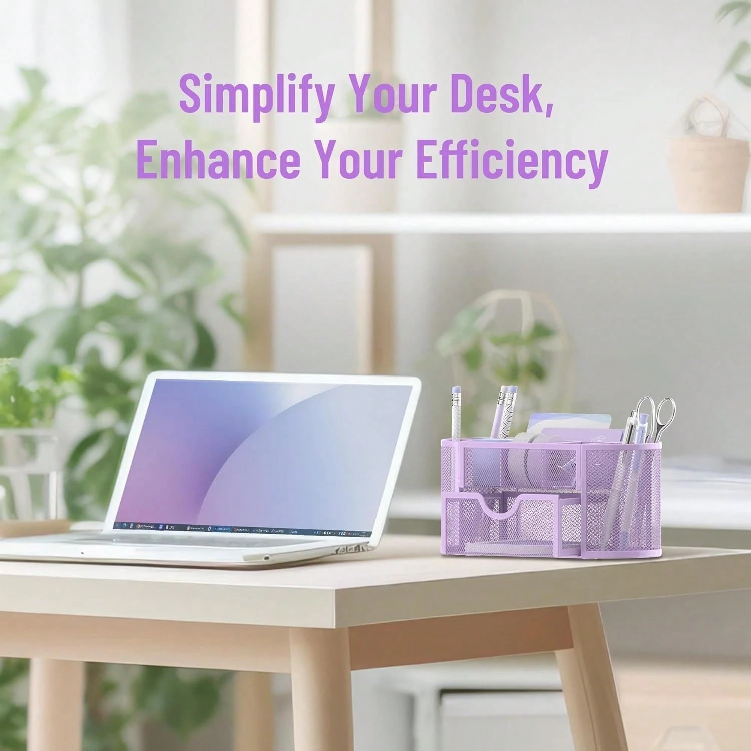 New Stylish Mesh Desk Organizer With Drawer 9 Compartments Pink Purple