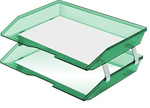Acrimet Facility 2 Tiers Double Letter Tray (Clear Green Color)