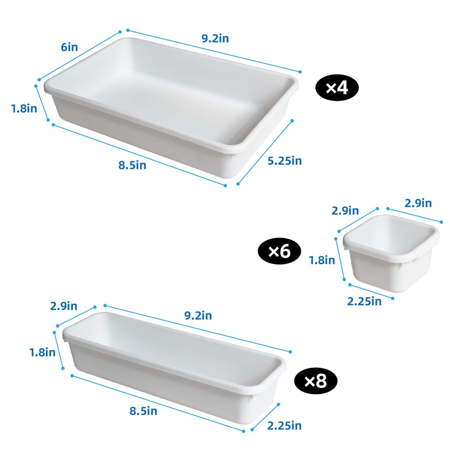 18 Pcs White Drawer Organizers Trays Set Drawer Dividers for Kitchen Office B…