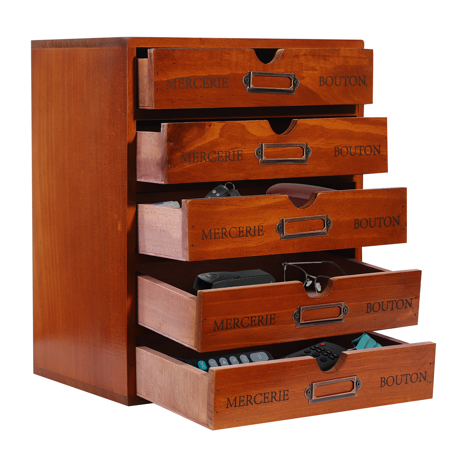 Wood Desktop Multi-layer Wooden Storage Box Drawer Home Office Desk Organizer