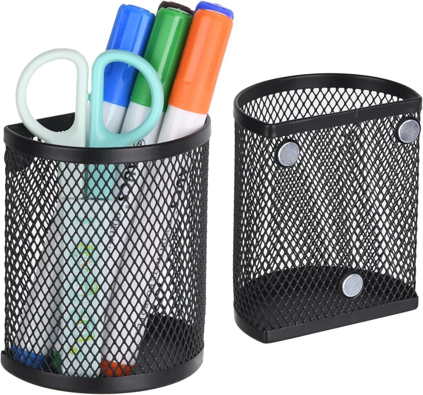 2 Pack Black Magnetic Pencil Holder – Modern Storage for Class & Office Supplies