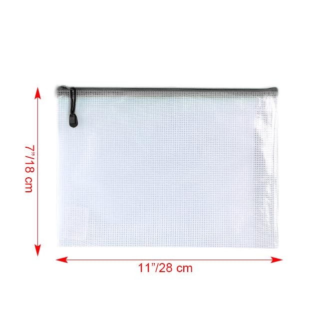 24 Pack Mesh Zipper Pouch 7 x 11 Inches Plastic Zip File Folders Storage Bags