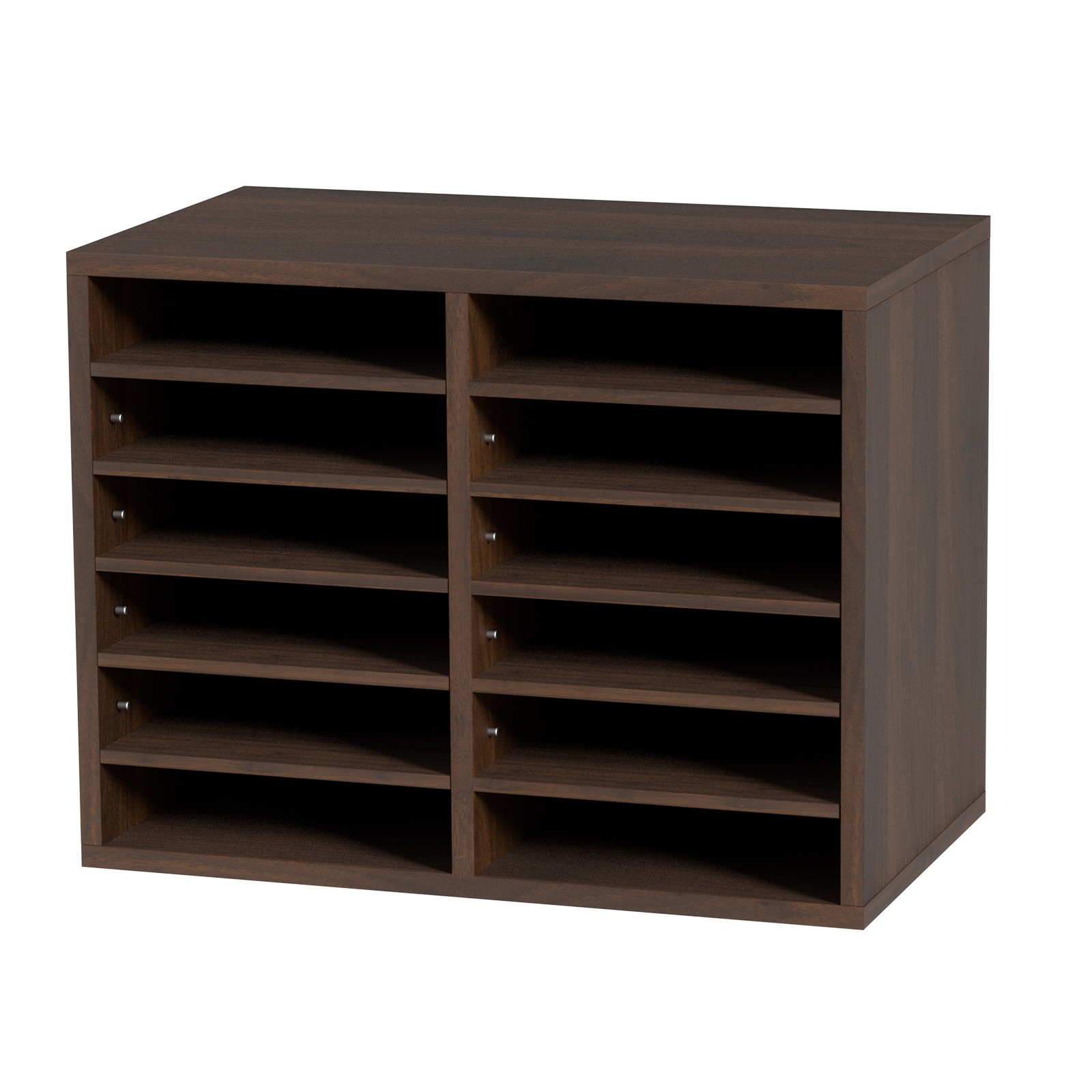 Uimoso Wood Literature Organizer Adjustable File Sorter 12 Compartments Brown