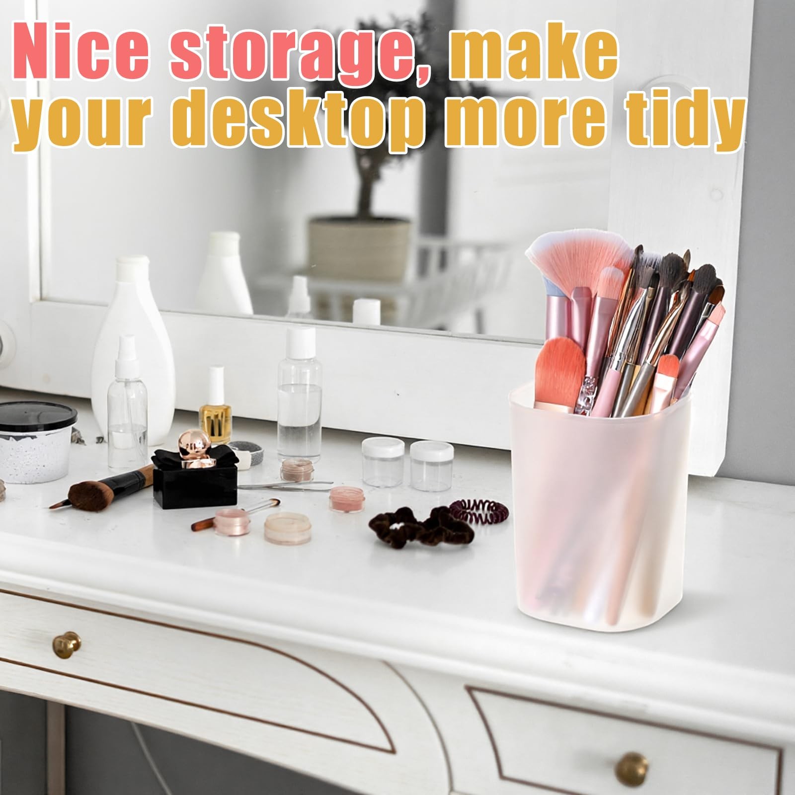 24 Pack Translucent Pen Holder Pencil Cups for Desk Organizers and Storage St…