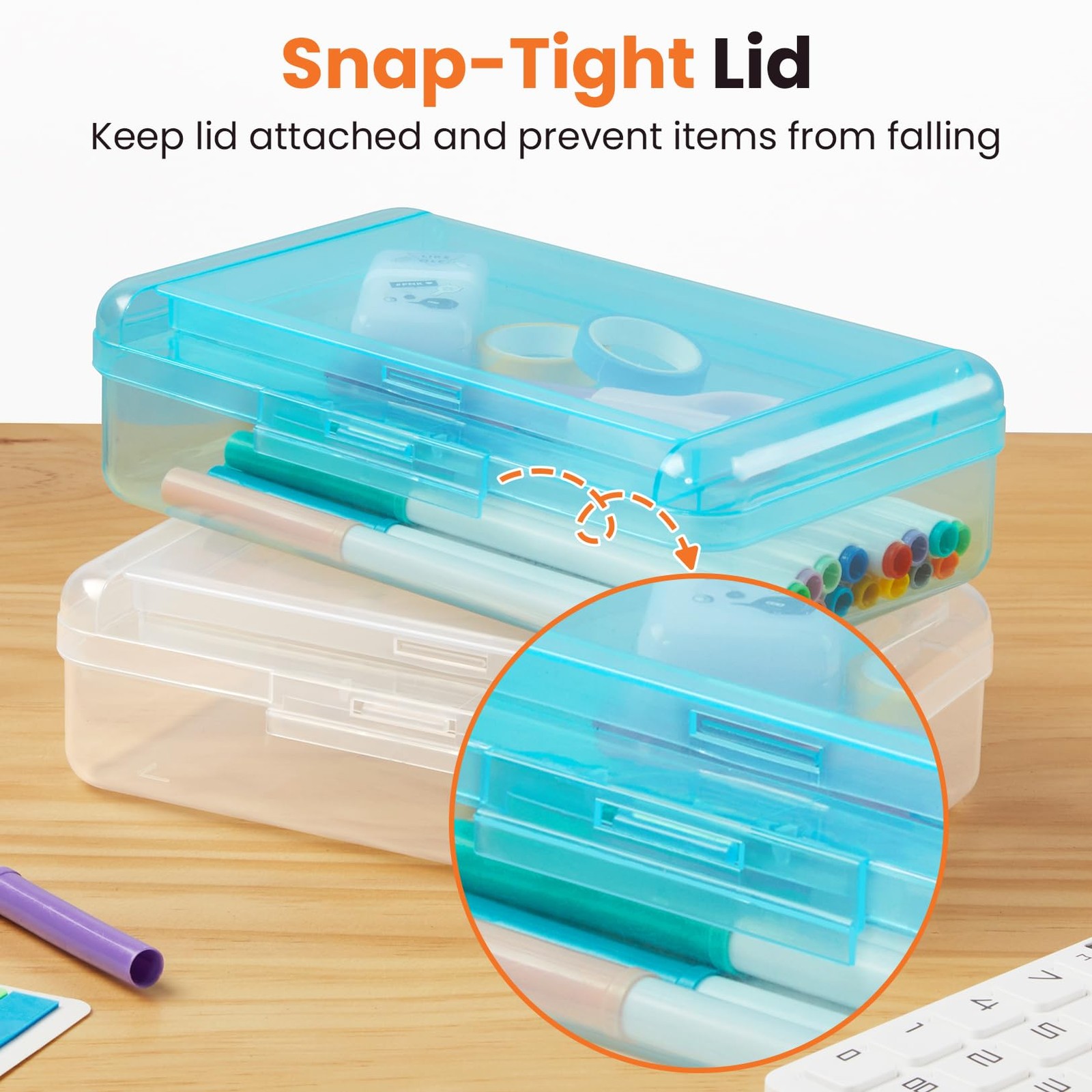 Double Layer Pencil Box, Large Hard Pencil Case Organizer, Clear Plastic Cray…