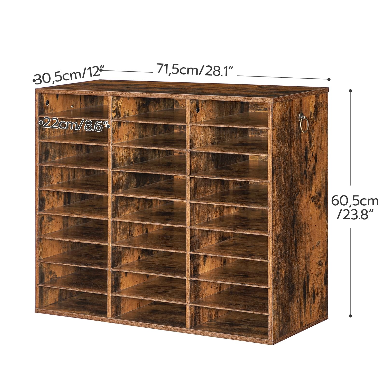 HOOBRO Literature Organizer, 27 Compartments Wooden Mail 23.8″H, Rustic Brown