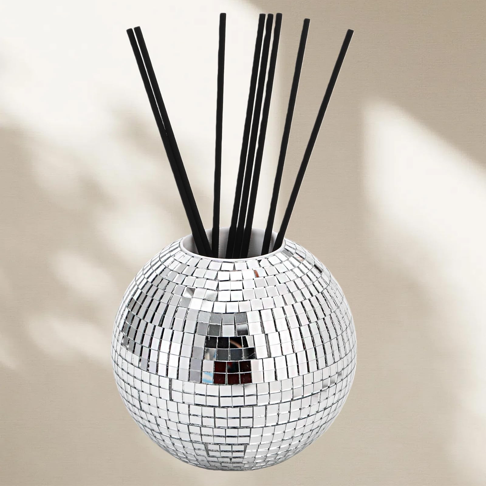 2 Pack Silver Disco Pen Holder for Desk, Cute Makeup Brush Holder Organizer, …