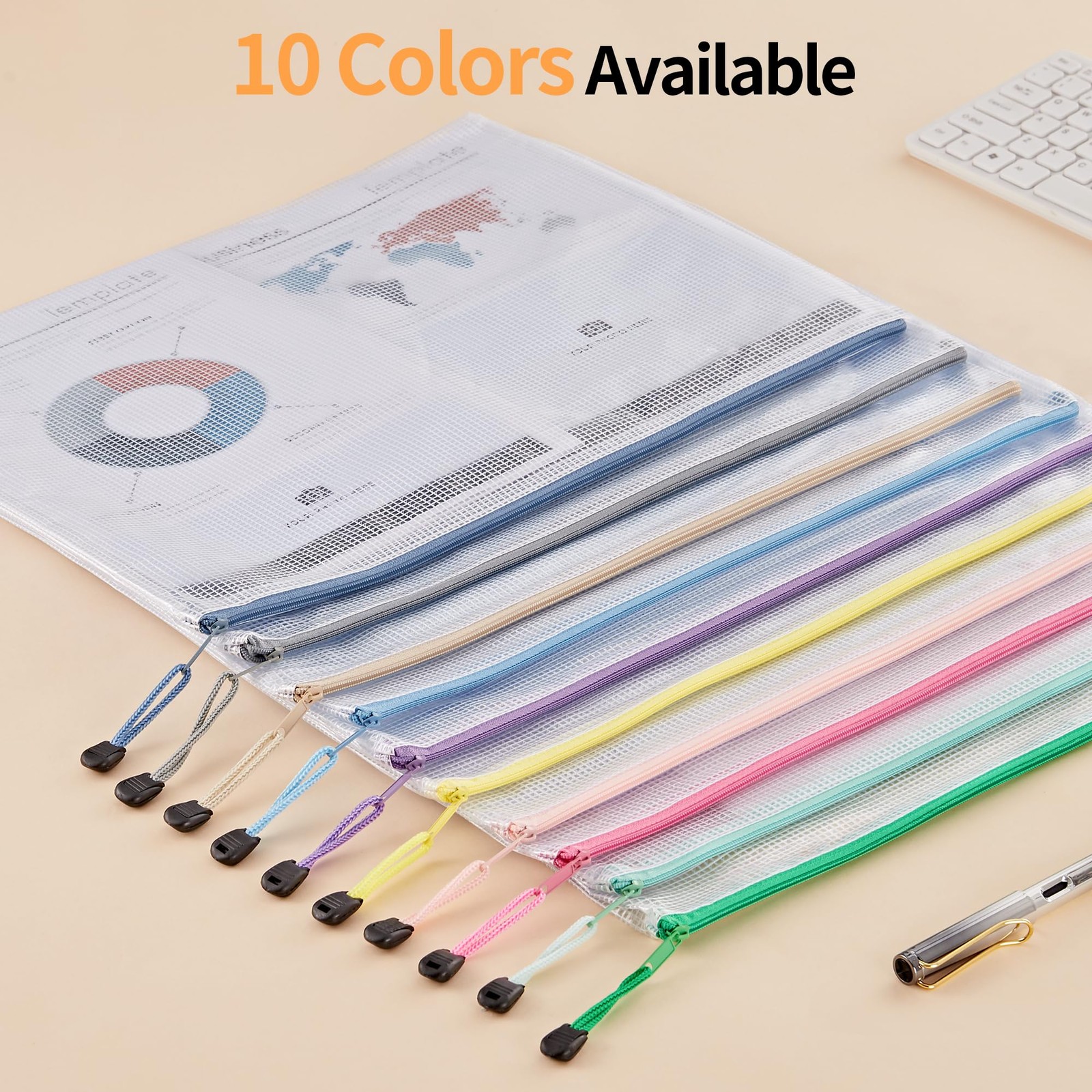20PCS Mesh Zipper Pouch Bags, A3 Puzzle Bags with Zipper, Waterproof Zipper P…