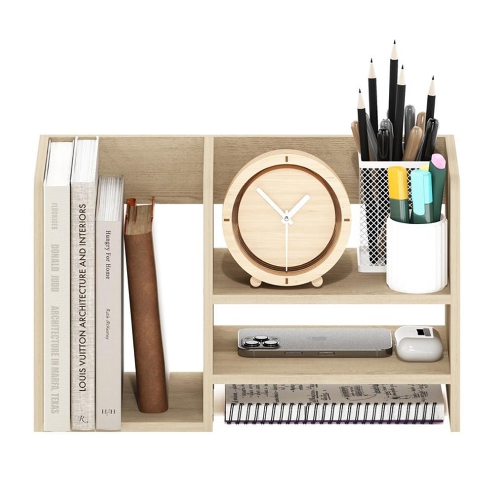 Pemberly Row Wood Desktop Book and Home Office Supplies Storage in Bauhaus Oak