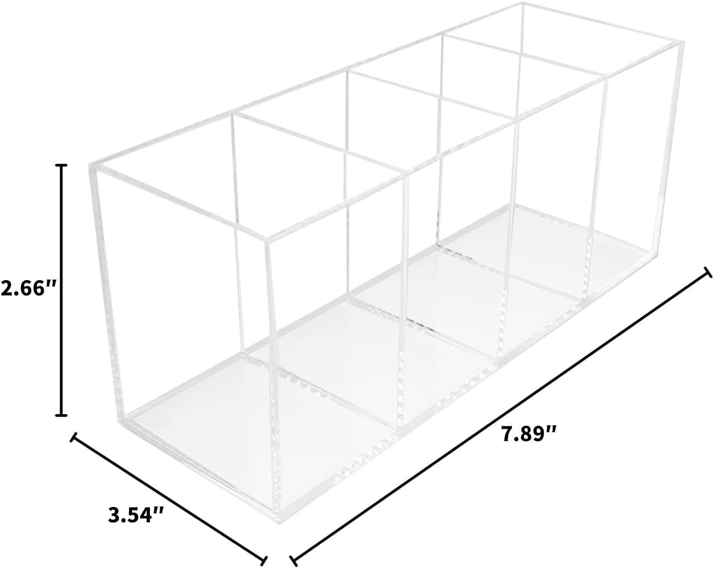 Extra Large Acrylic Pen Holder 4 Compartments,Clear Pen Holder Organizer Makeup