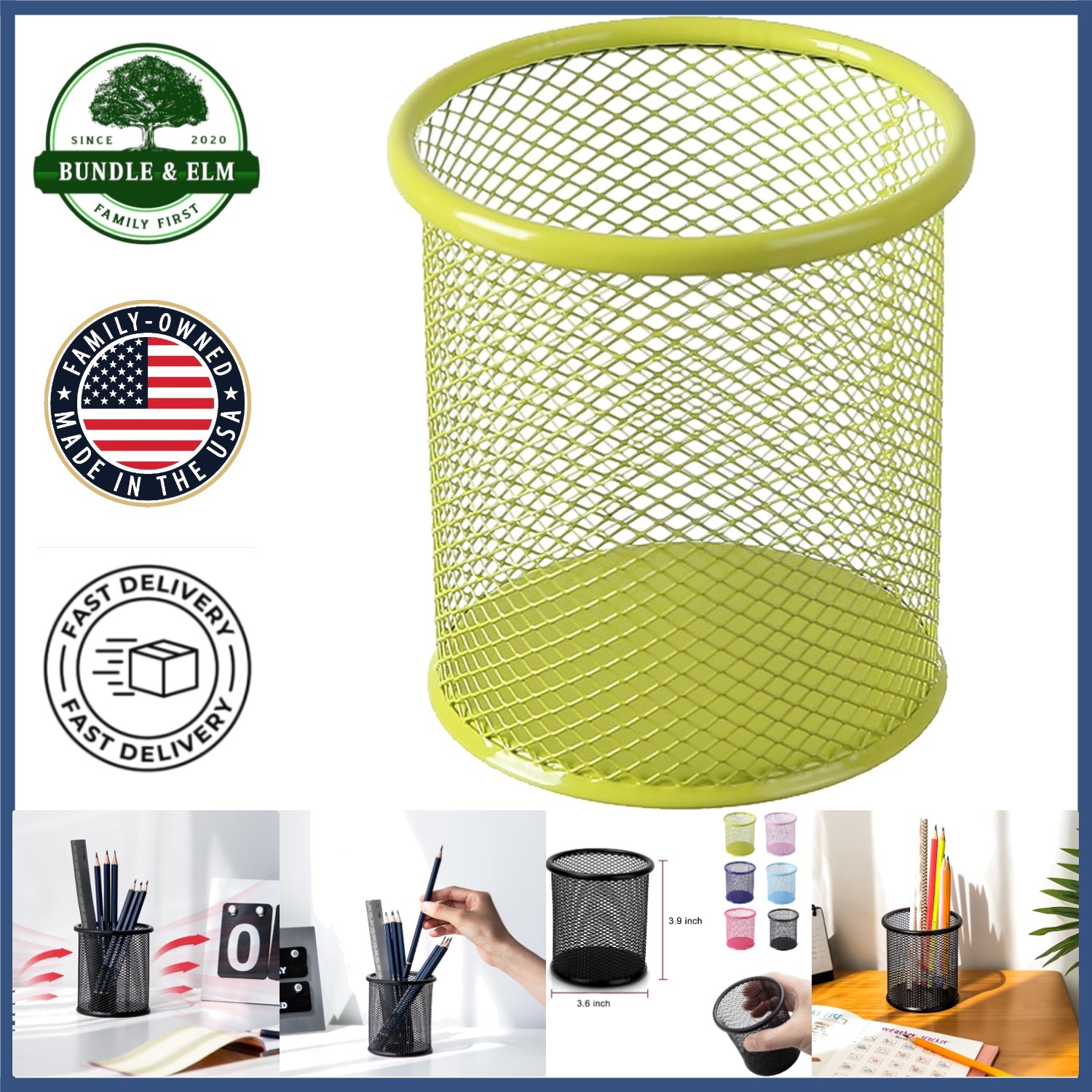 Round Mesh Pen Holder Organizer for Office School Desk – Lightweight & Durable