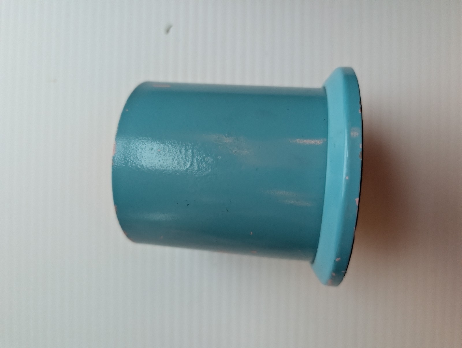Vintage Retro Teal Blue Enamel Metal Weighted Pencil Cup Desk Organizer
