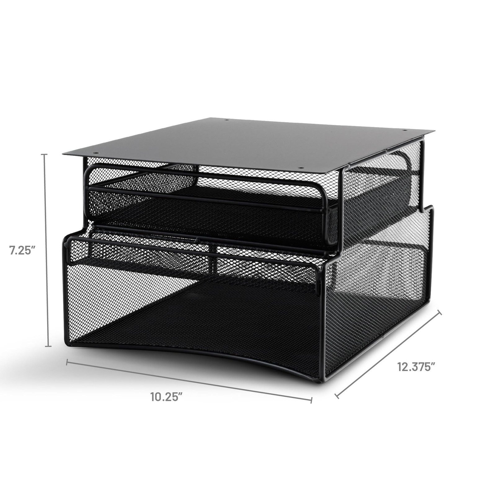 Onyx Under Desk Storage Unit Black Caddy for Sit Stand Workstations Organization