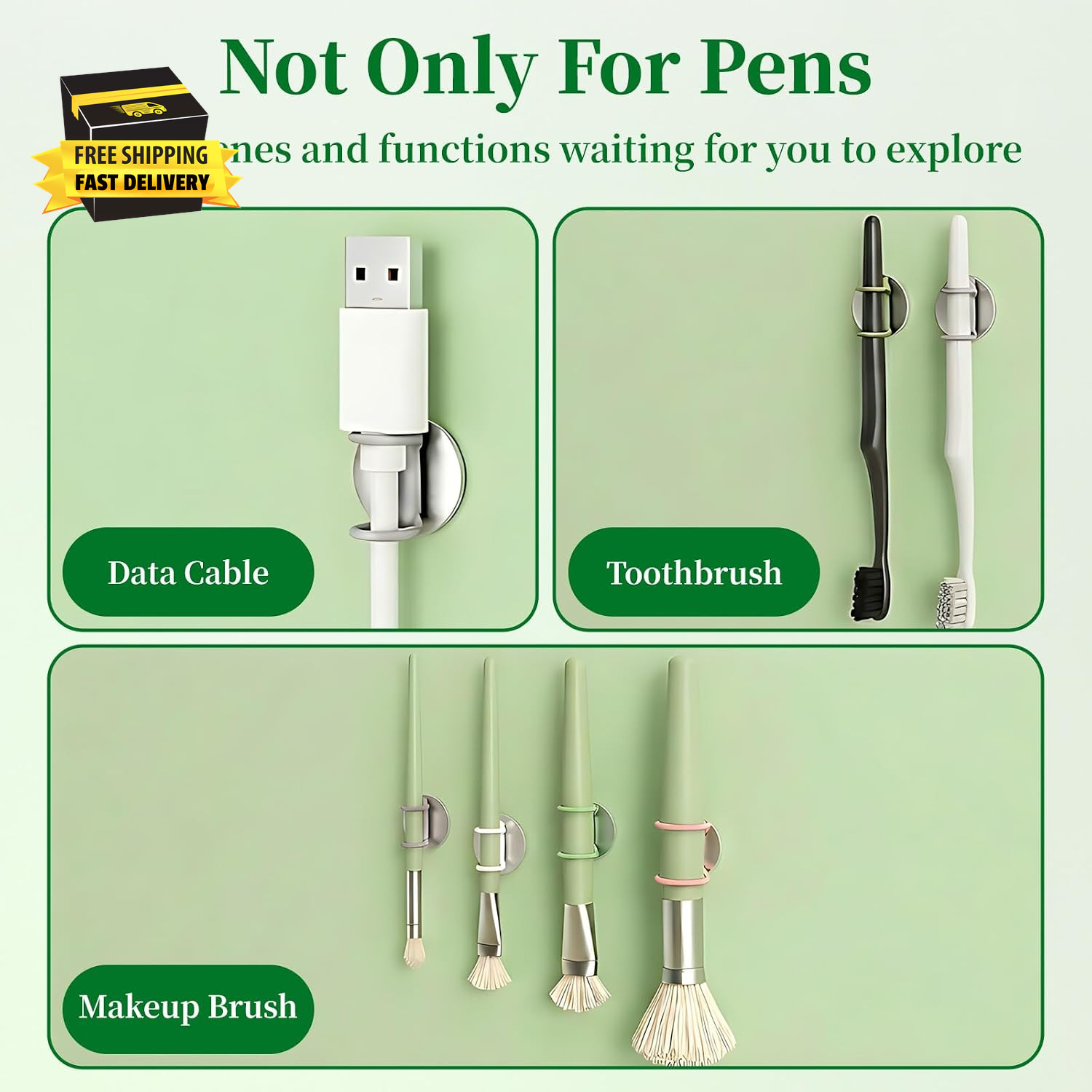 4 Pcs Magnetic Pen Holder for Refrigerator, Silicone Adjustable Pen Pencil Holde