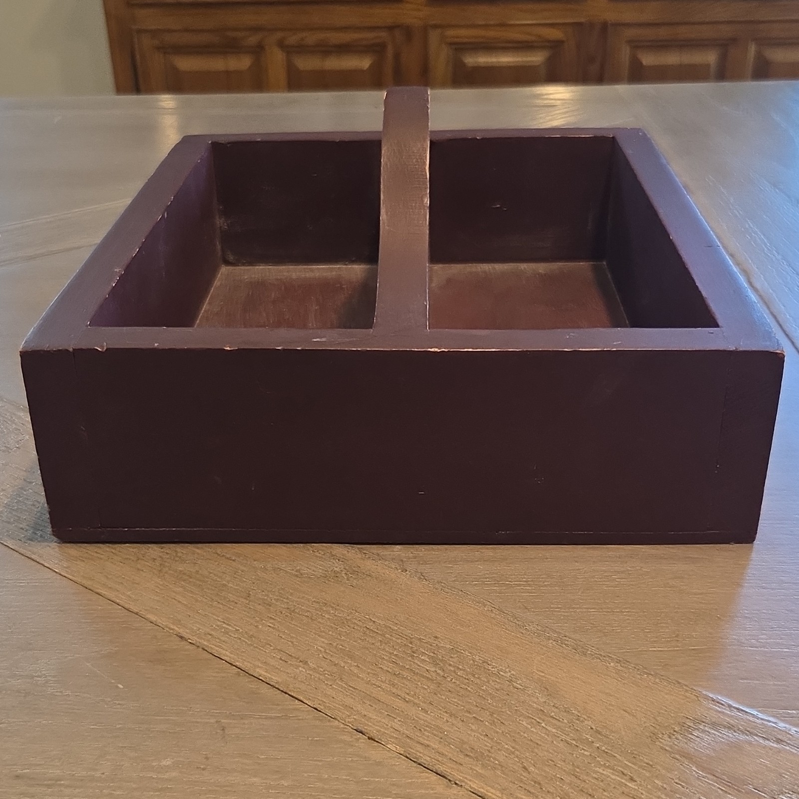 Rustic Wooden Folk Art Caddy signed Arlene Camp