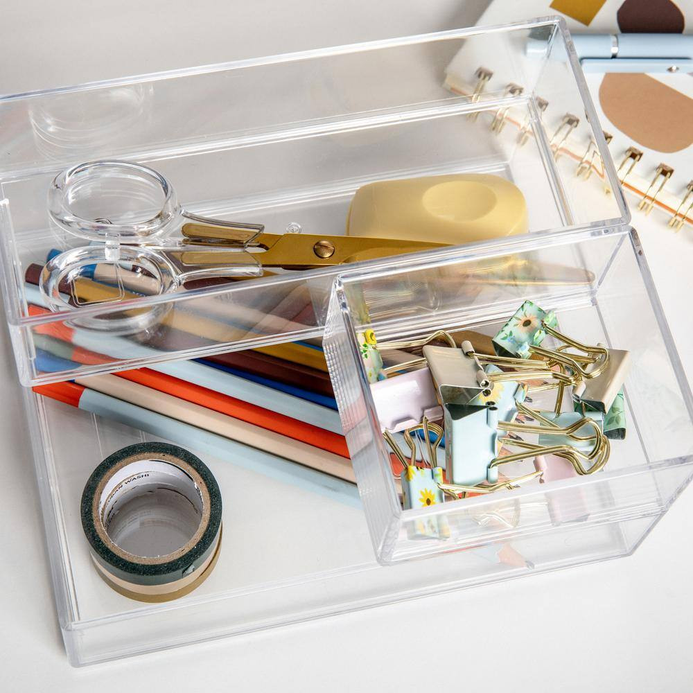 Clear Desk Organizer Set of 3 – 1 Small/1 Medium/1 Large
