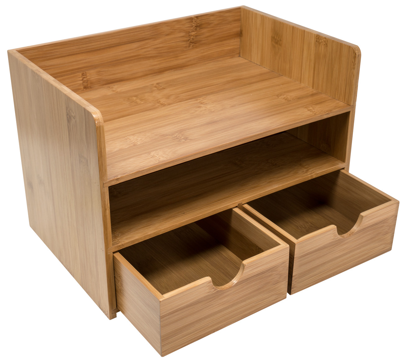 Sorbus 3-Tier Bamboo Shelf Organizer for Desk with Drawers
