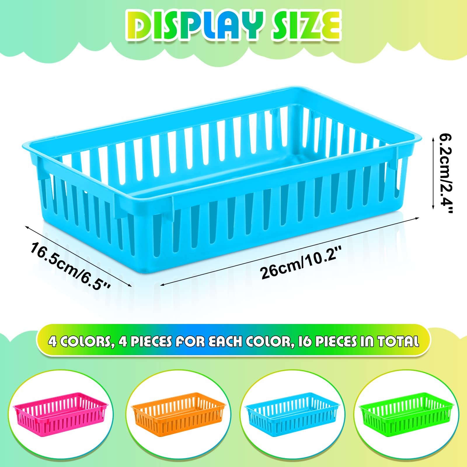 16 Pcs Classroom Storage Baskets Bins Crayon Holder Box Plastic Organizer Pla…