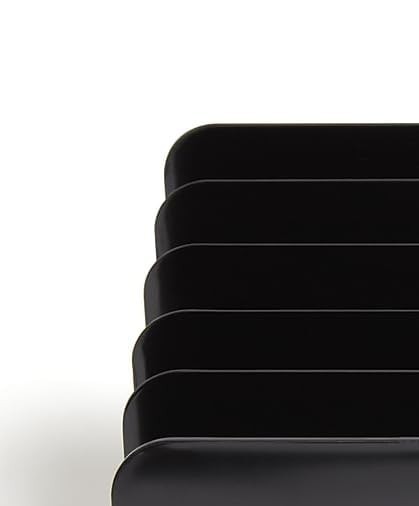 TRU RED Plastic Incline Desktop File Sorter, 5‑Slot, Black – Slanted