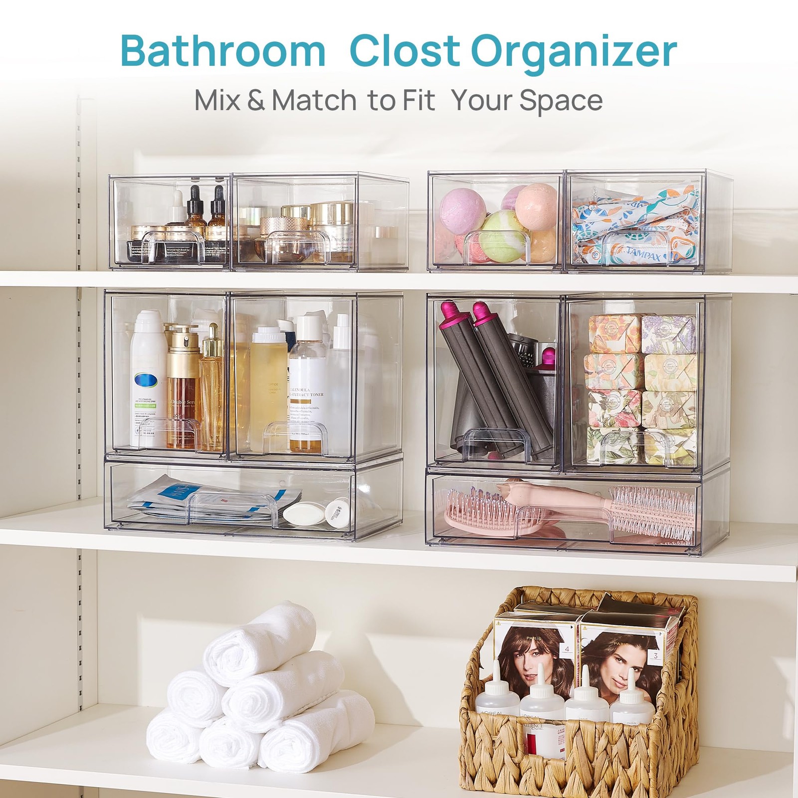 Vtopmart 6 Pack Baby Bottle Organizer Set, 7.5 x 12 x 22 inches, clear