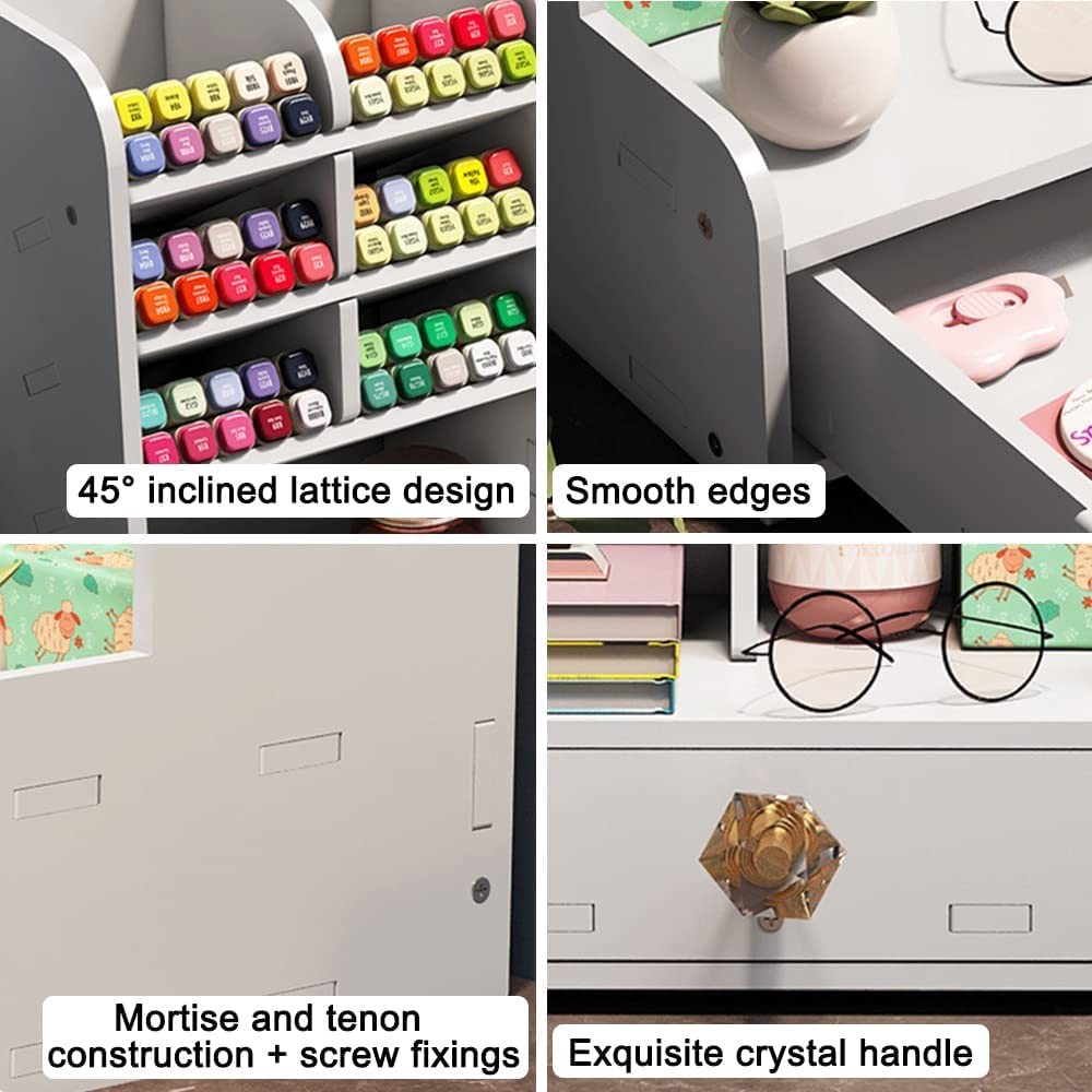 Desktop Pen Organizer Drawers 2 File Holder Art Supply Storage MultiFunctional