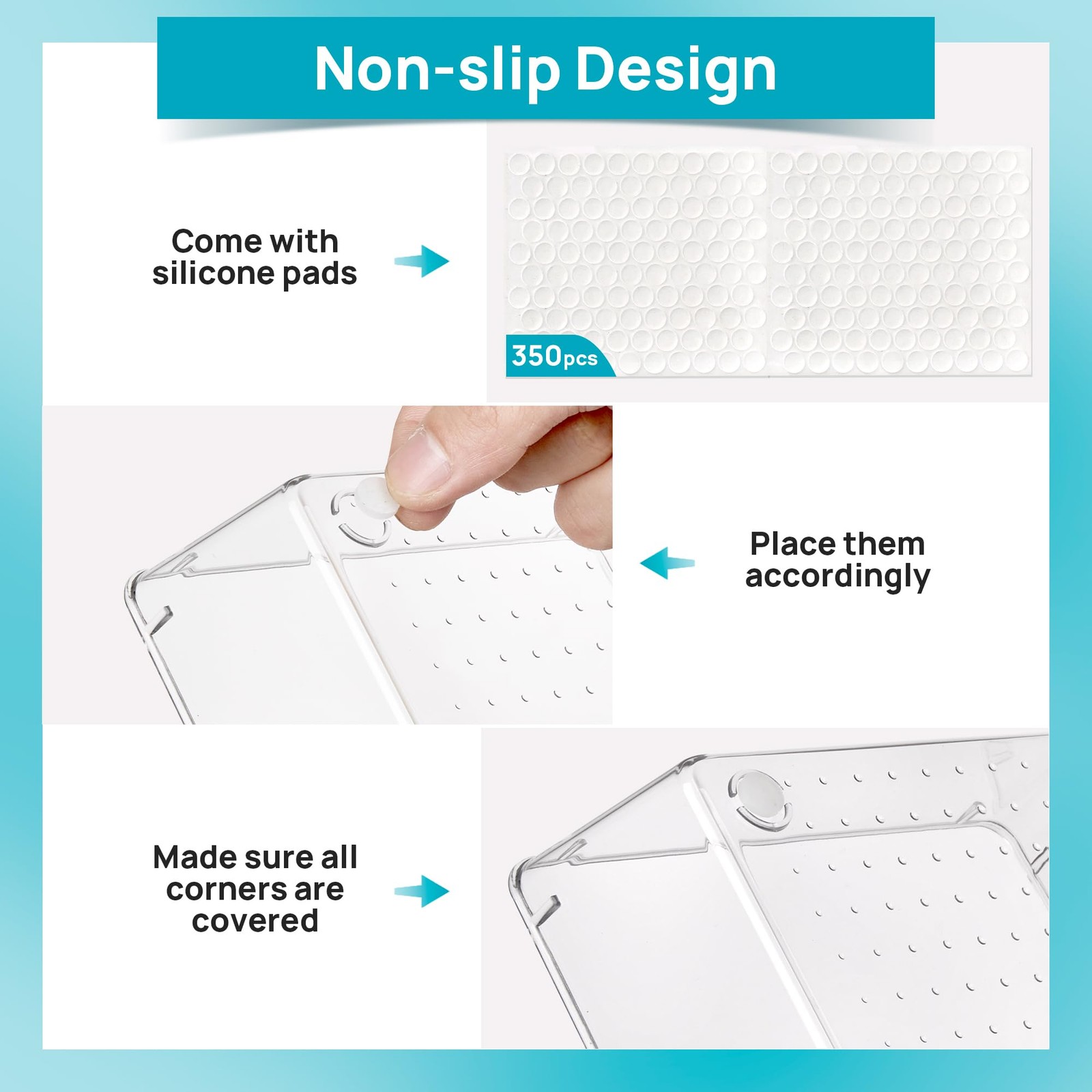 Vtopmart 72 PCS Clear Plastic Drawer Organizers 9 x 6 x 2.2 inches,