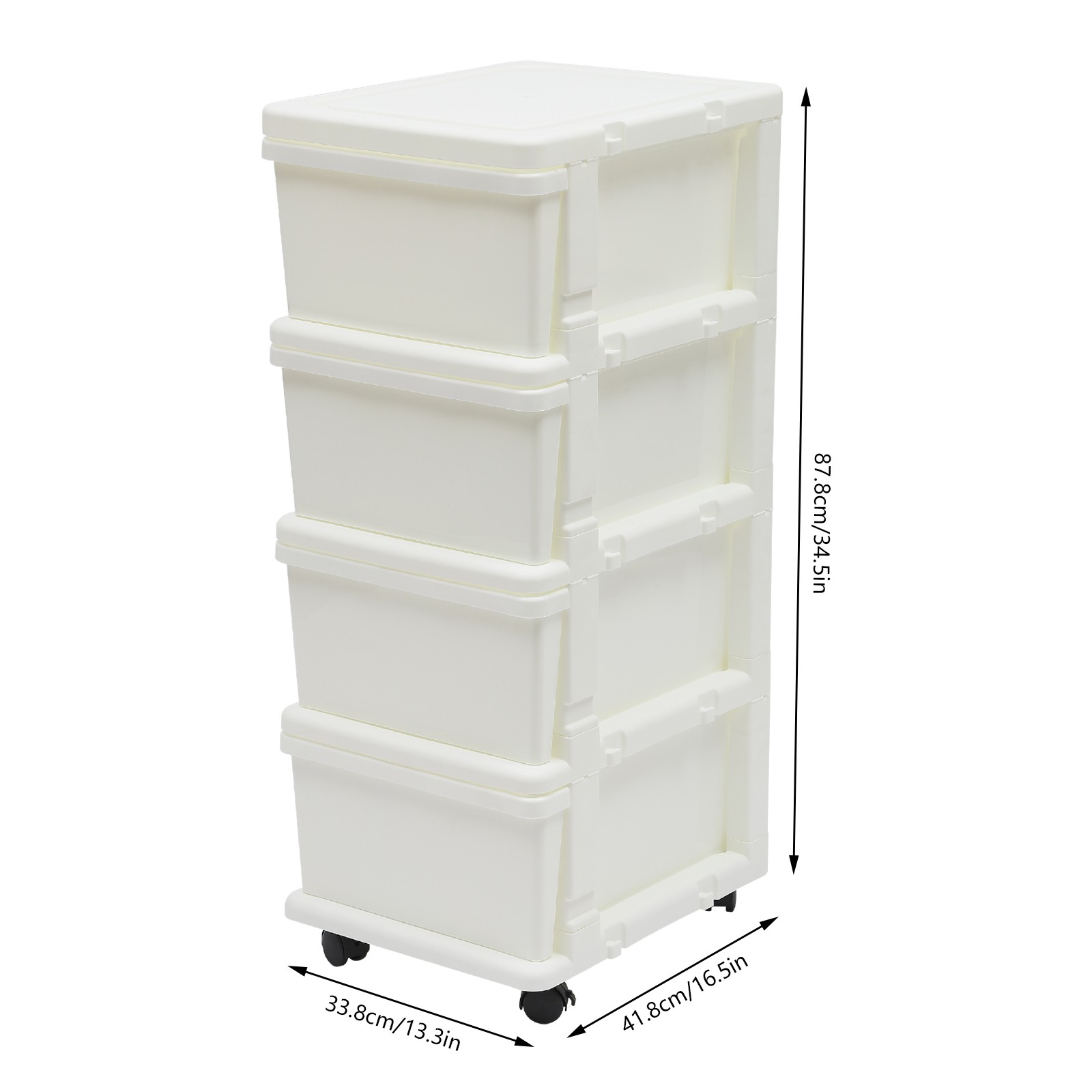 Floor Standing 4 Tier Drawer Storage Unit with Wheels Easy Assembly For Office