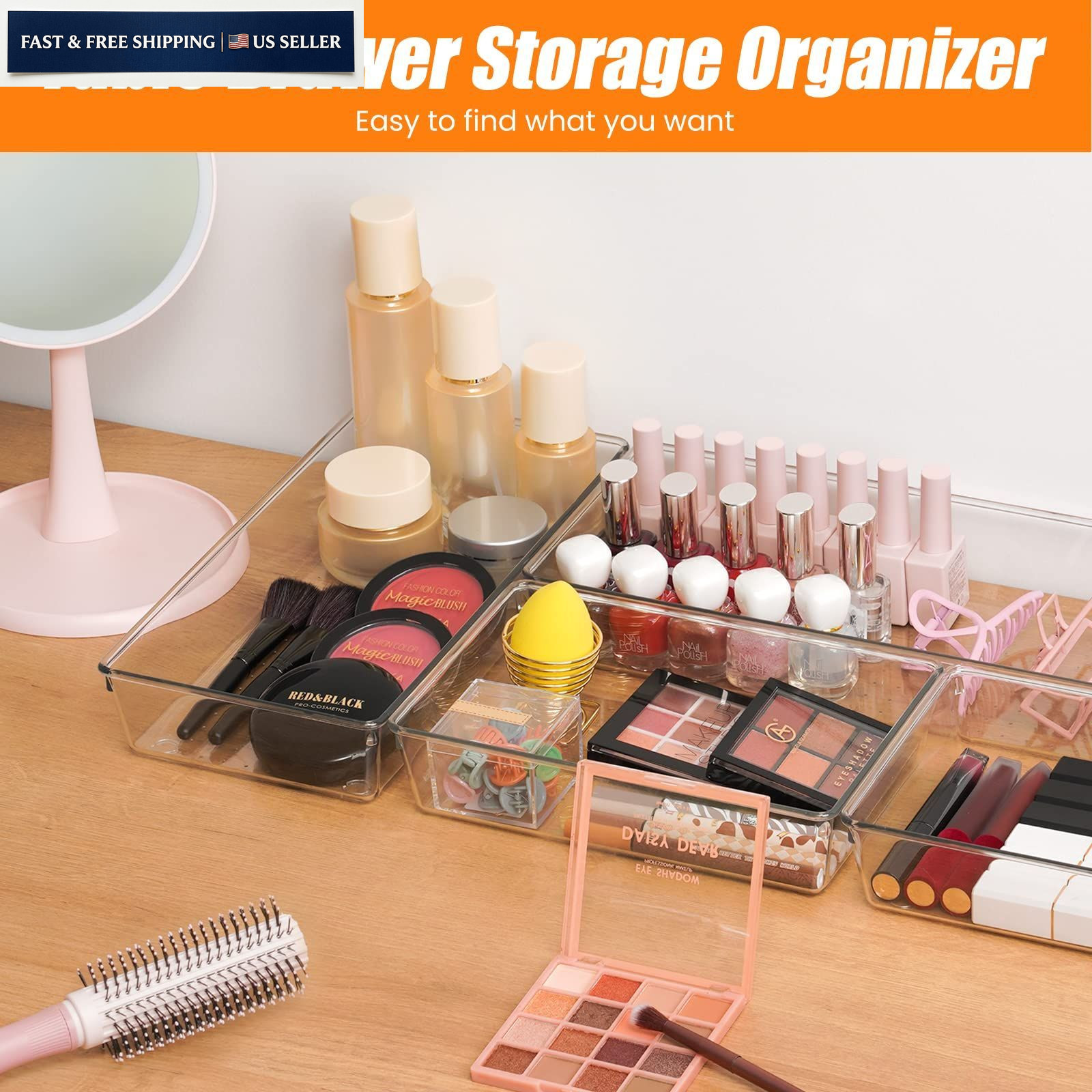 Criusia 6 Pcs Large Size Clear Drawer 6 PACK, Plastic Organizer