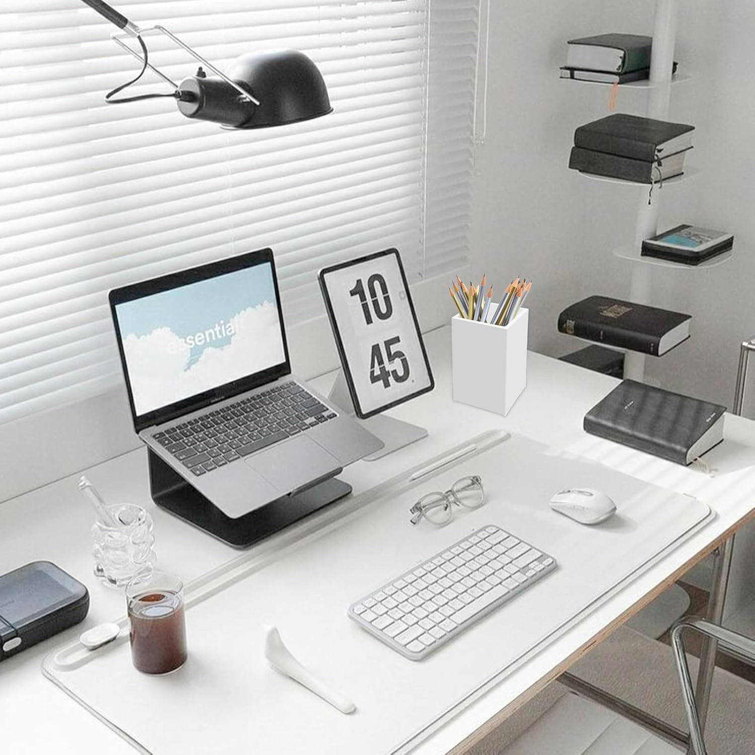 Space-Saving 2 Pack White Acrylic Pen & Brush Holders – Modern Office Accessory